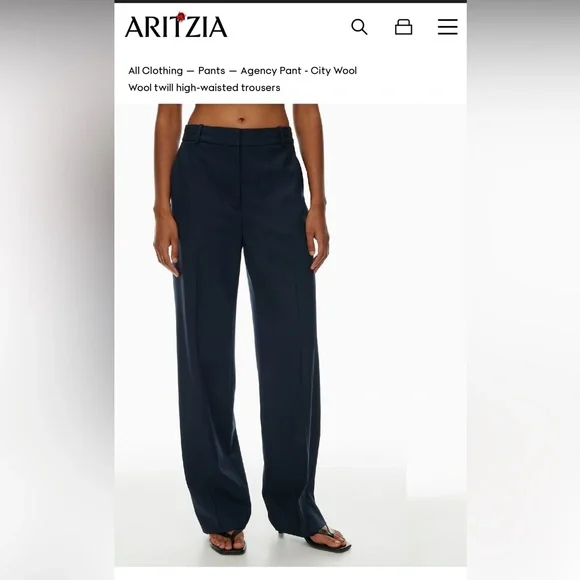 Aritzia Agency pants - BABATON blue/green Tailored Wide-Leg Trousers - Picture 2 of 12